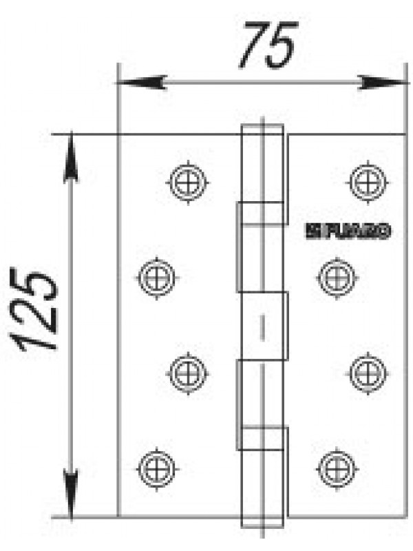 Петля Fuaro (Фуаро) универсальная IN5200U SN (2BB 125x75x2,5) мат. никель