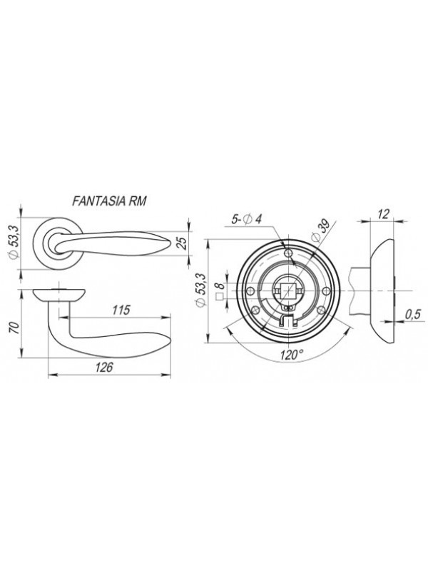 Ручка Fuaro (Фуаро) раздельная R.RM54.FANTASIA (FANTASIA RM) SN/CP-3 матовый никель/хром