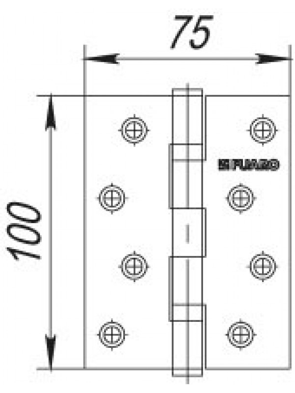 Петля Fuaro (Фуаро) универсальная IN4200U-BL CP (2BB/BL 100x75x2,5) хром БЛИСТЕР
