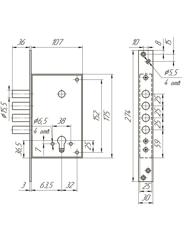 Корпус Mettem (Меттэм) врезного замка ЗВ1 711.0.0 (никель)