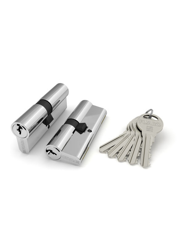 Цилиндровый Fuaro (Фуаро) механизм R300/60 mm-BL (25+10+25) CP хром 5 кл. БЛИСТЕР