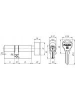 Цилиндровый Fuaro (Фуаро) механизм (R302/60) R3002Knob60(25+10+25) CP хром 5Key с вертушкой