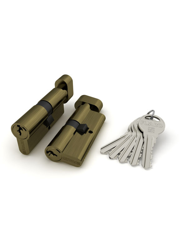 Цилиндровый механизм Fuaro (Фуаро) с вертушкой R302/70 mm-BL (30+10+30) AB бронза 5 кл. БЛИСТЕР