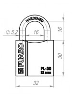 Замок Fuaro (Фуаро) навесной PL-PROTEC-3032 3key (PL-3032) англ. /блистер
