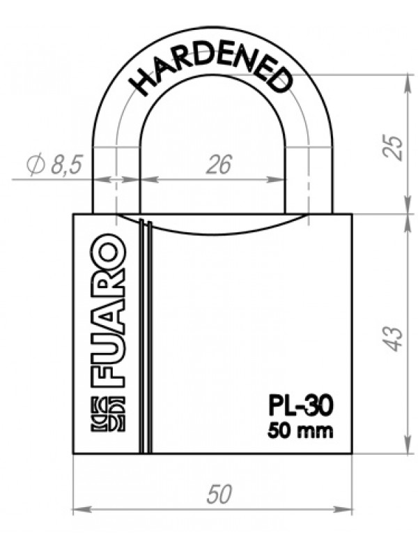 Замок Fuaro (Фуаро) навесной PL-PROTEC-3050 3key (PL-3050) англ. /блистер