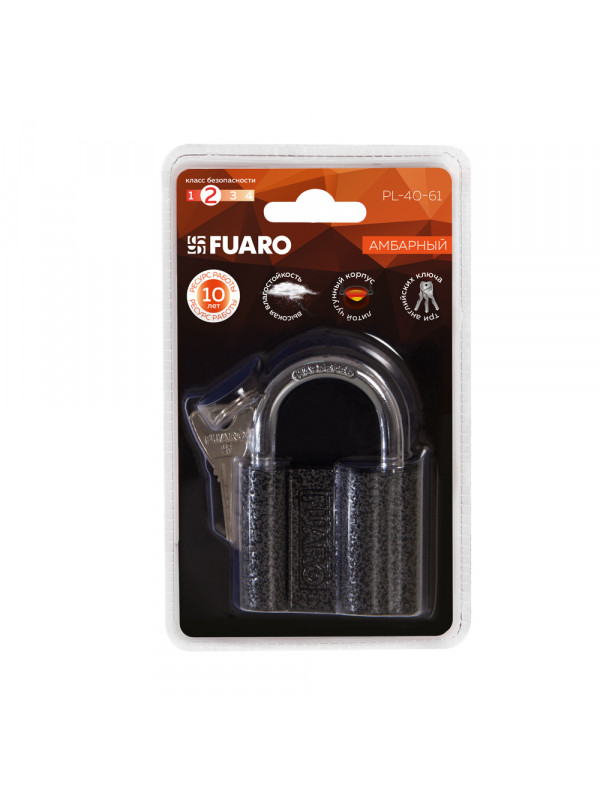 Замок Fuaro (Фуаро) навесной PL-PROTEC-4061 3key (PL-4061) , англ. /блистер