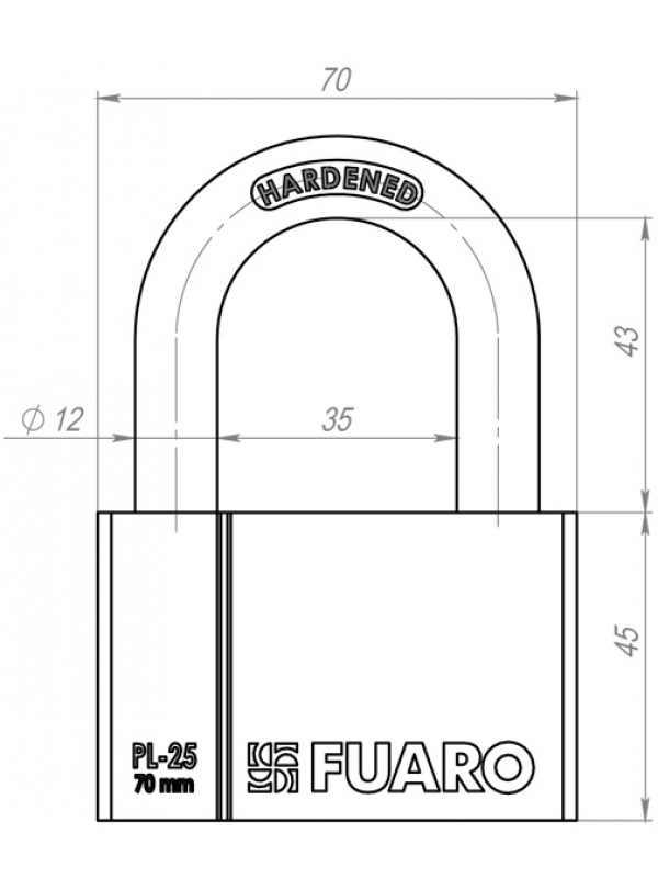 Замок Fuaro (Фуаро) навесной PL-PROTEC-2570 4 fin key (PL-2570) фин. /блистер