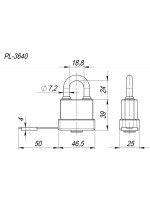 Замок Fuaro (Фуаро) навесной PL-WEATHER-3640 3key (PL-3640) англ. /блистер