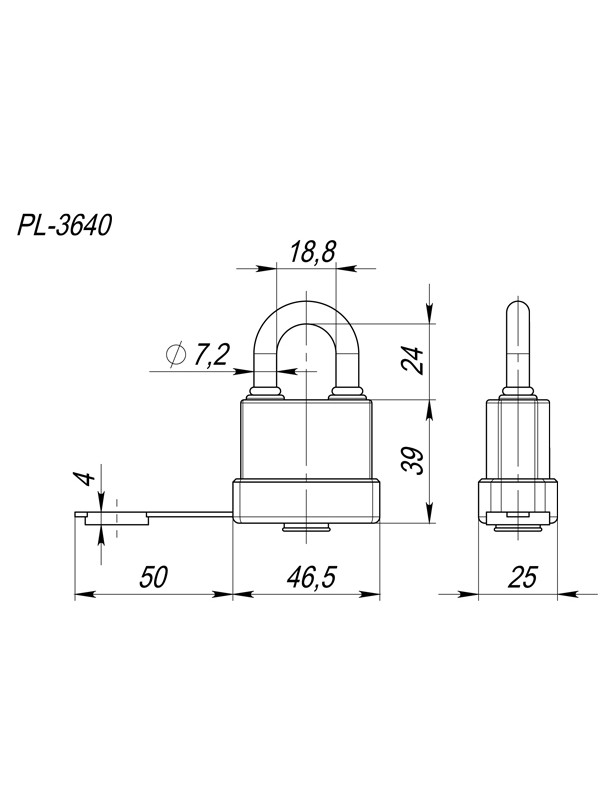 Замок Fuaro (Фуаро) навесной PL-WEATHER-3640 3key (PL-3640) англ. /блистер