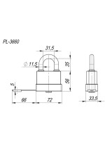 Замок Fuaro (Фуаро) навесной PL-WEATHER-3660 3key (PL-3660), англ. /блистер