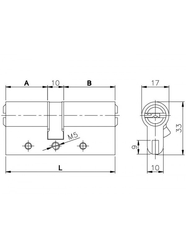 Цилиндровый Kale kilit (Кале килит) механизм 164 DBN-E/70 (30+10+30) mm латунь 5 кл.