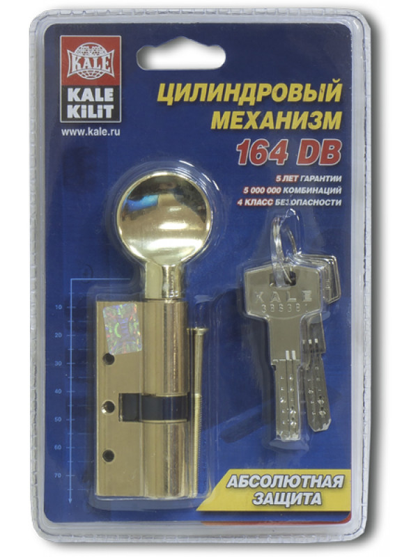Цилиндровый механизм Kale kilit (Кале килит) с вертушкой 164 DBM-E/70 (30+10+30) mm латунь 5 кл.