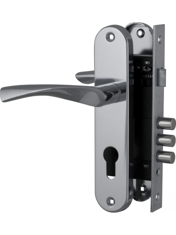 Замок цилиндровый Fuaro (Фуаро) с в комплекте с ручкой LOCKSET.1511W/B (SET F1511W/B) CP хром