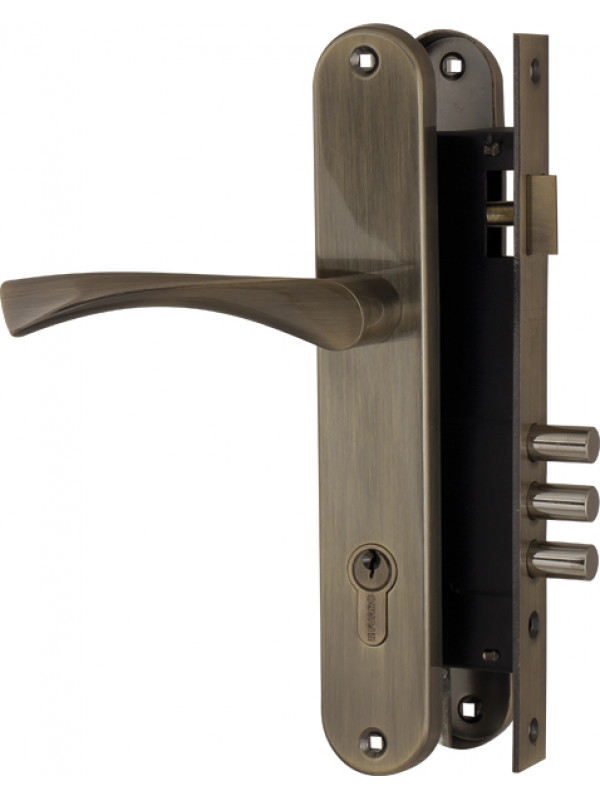 Замок цилиндровый Fuaro (Фуаро) с в комплекте с ручкой LOCKSET.9011 (SET F9011) AB бронза