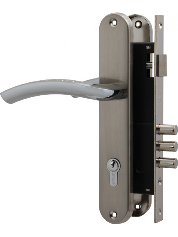 Замок цилиндровый Fuaro (Фуаро) с в комплекте с ручкой LOCKSET.9013 (SET F9011) SN/CP мат.никель