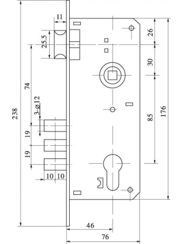 Замок цилиндровый Fuaro (Фуаро) с в комплекте с ручкой LOCKSET.9013 (SET F9011) SN/CP мат.никель