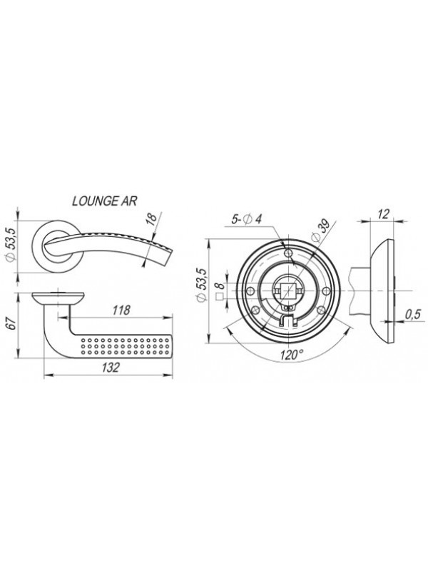 Ручка Fuaro (Фуаро) раздельная R.AR54.LOUNGE (LOUNGE AR) 130mm AB/GP-7 бронза/золото
