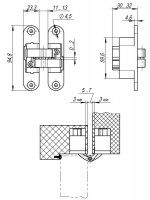 Петля Armadillo (Армадилло) скрытой установки U3D4200L SG левая (Architect 3D-ACH 40) мат. золото 40 кг