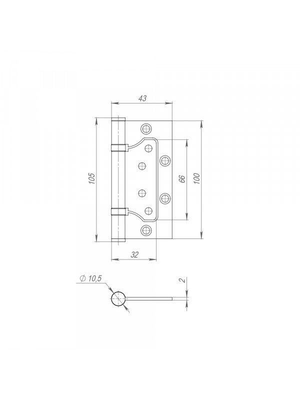 Петля Fuaro (Фуаро) универсальная без врезки IN4300W CP (300-2BB 100x2,5) (хром)