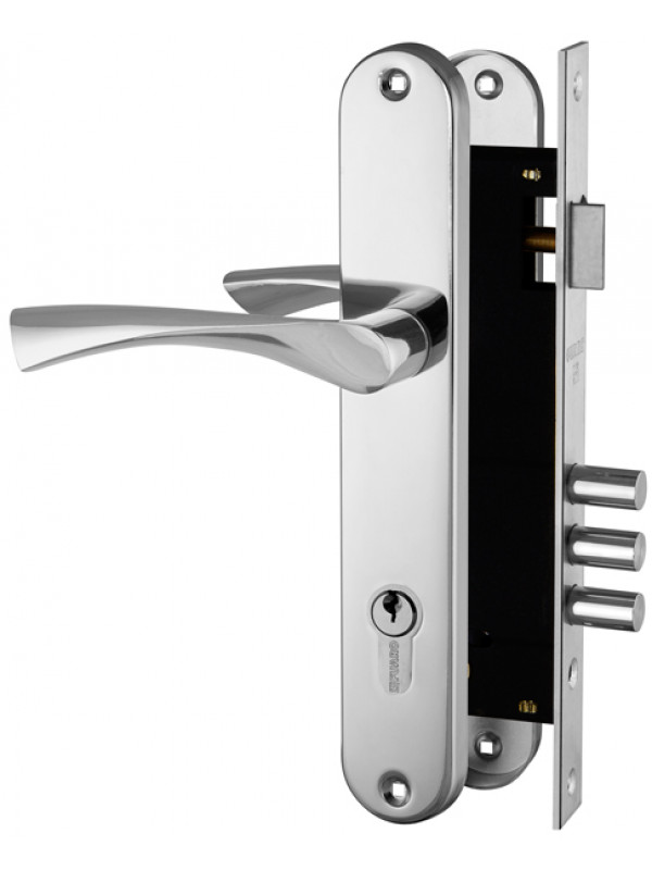 Замок цилиндровый Fuaro (Фуаро) с в комплекте с ручкой LOCKSET.9011 (SET F9011) CP хром