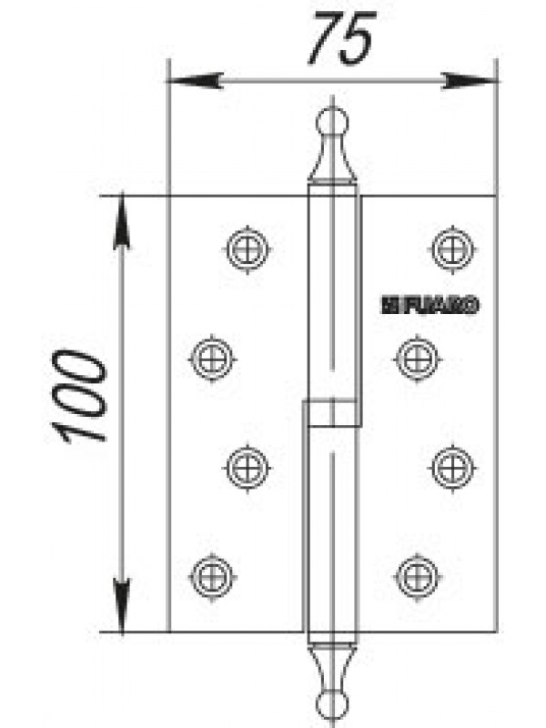 Петля Fuaro (Фуаро) съемная 410/BL-4 100x75x2,5 SB left (мат. золото) левая БЛИСТЕР