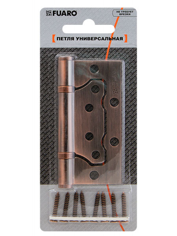 Петля Fuaro (Фуаро) универсальная без врезки IN4500W-BL PB (500-2BB/BL 100x2,5) латунь БЛИСТЕР