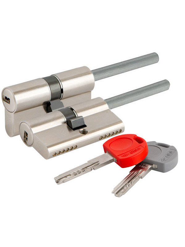 Цилиндровый механизм Cisa (Чиза) под вертушку (дл. шток) ASIX PRO OE307-91.12SD(75 мм/40+10+25), НИКЕЛЬ