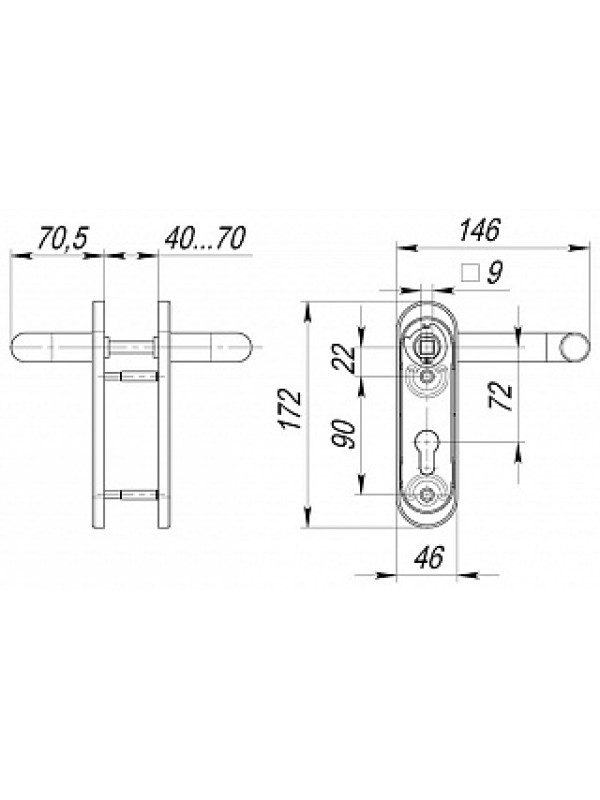 Ручка Fuaro (Фуаро) дверная DH-0433/GR NE (СЕРАЯ) с пружиной для замка (FL-0432, 0433, 0434), НЕЙЛОН