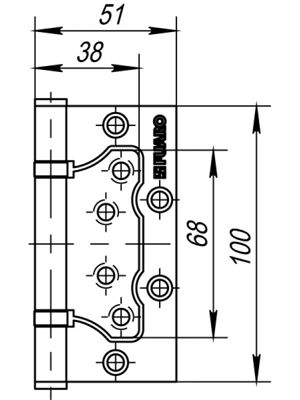 Петля Fuaro (Фуаро) универсальная без врезки IN4500W SN (500-2BB 100x2,5) мат. никель