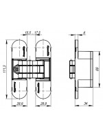 Петля скрытой установки с 3D-регулировкой Armadillo 11160UN3D (Architect 3D-ACH Universal 60) SC «матовый хром»