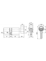 Цилиндровый Fuaro (Фуаро) механизм (100 ZM/80) 1000ZMKnob80(40+10+30) CP хром 5Key с вертушкой