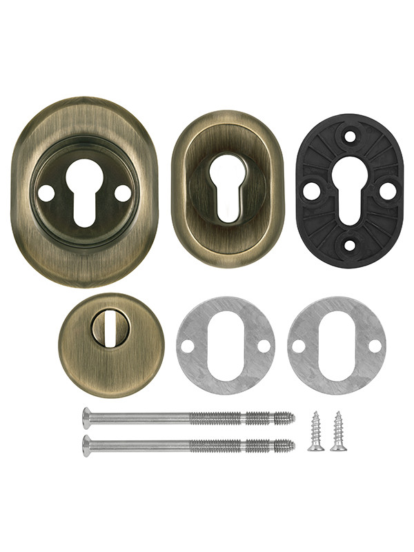 Броненакладка Fuaro (Фуаро) DEF.CRE/OV-set.9726 (DEF 9726) M6x90 врезная с чашкой AB-6 зелёная бронза