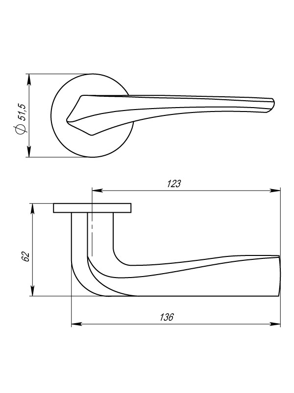 Ручка Armadillo (Армадилло) раздельная R.URS52.FLAME (FLAME URS) BPVD-77 вороненый никель