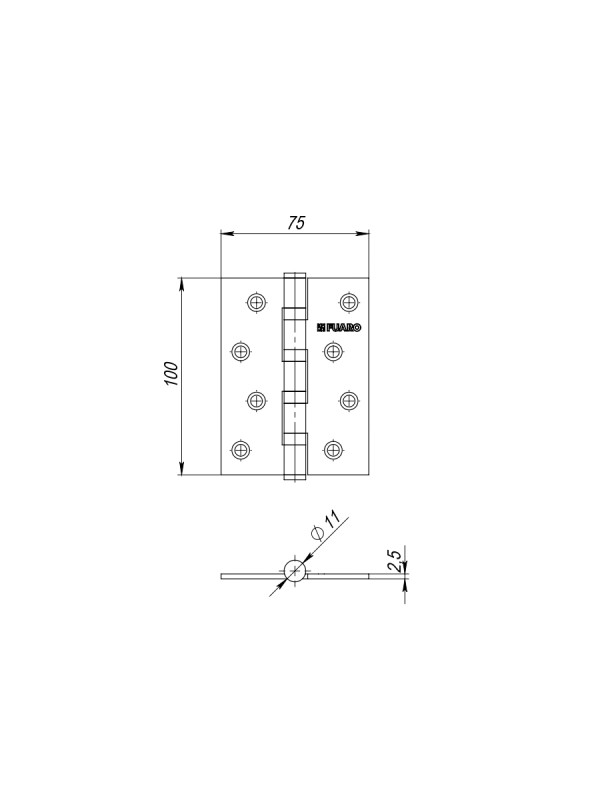 Петля Fuaro (Фуаро) универсальная IN4400U-BL WР (4BB/BL 100x75x2,5) белый жемчуг БЛИСТЕР