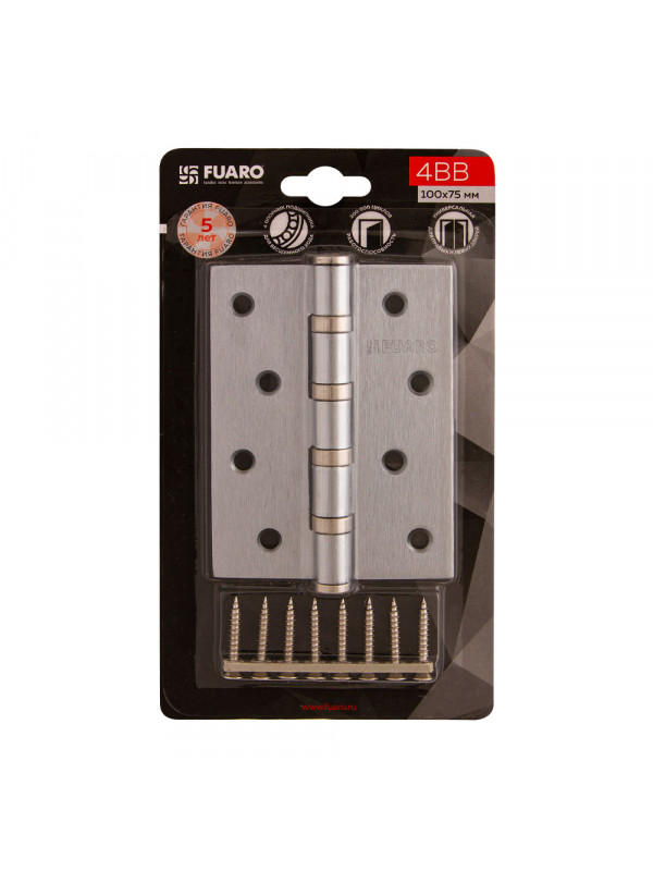 Петля Fuaro (Фуаро) универсальная IN4400U-BL WР (4BB/BL 100x75x2,5) белый жемчуг БЛИСТЕР