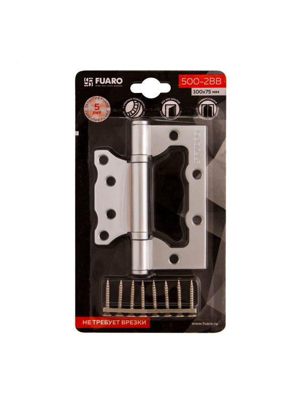 Петля Fuaro (Фуаро) универсальная без врезки IN4500W-BL PC (500-2BB/BL 100x2,5) перламутровый хром БЛИСТЕР