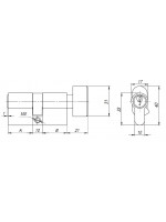 Цилиндровый Ajax (Аякс) механизм (AX102/60) AX1002Knob60 (25+10+25) PB латунь с вертушкой