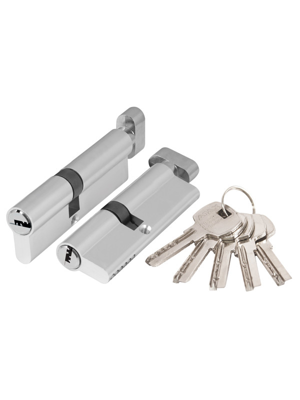 Цилиндровый Ajax (Аякс) механизм (AX202/80) AX2002Knob80 (30+10+40) CP хром с вертушкой