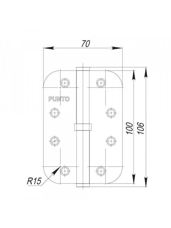 Петля Punto (Пунто) съемная IN4100SR-R14 PN правая (S100113/R14-4R) перл.никель ПОДВЕС