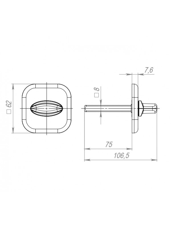 Ручка Fuaro (Фуаро) поворотная BKW8x75.K.XL62 (BKW8x75 XL) CP-8 хром