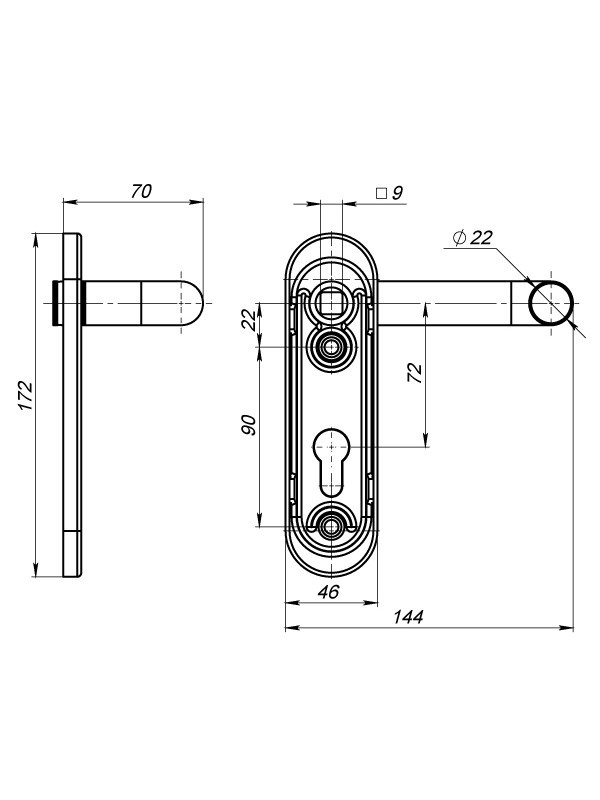 Ручка Fuaro (Фуаро) на планке FP.DH172.0433/2 NE (ANTI-PANIC DH-0433/2) без пружины