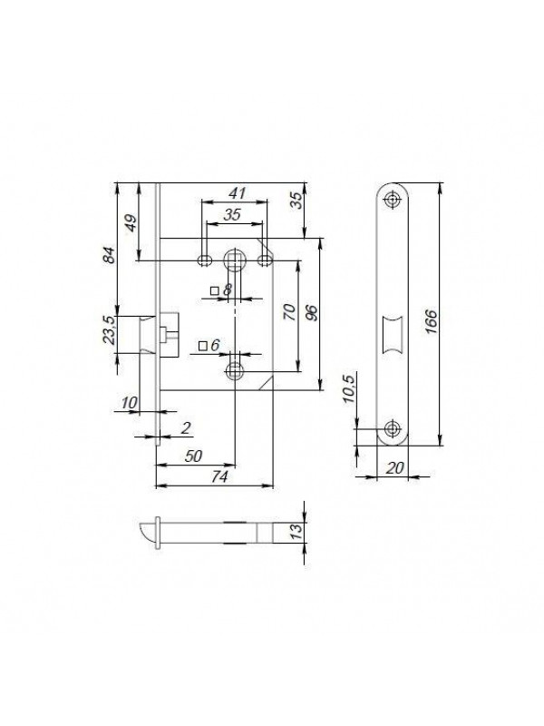 Защелка Punto (Пунто) PLASTPL72-R20 (PL72-R20) (врезная) SN мат. никель упаковка