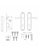 Замок Punto (Пунто) цилиндровый в комплекте с ручкой LOCKSET90.CRONA.4585-3 (KIT P90 4585/3 CRONA) SN мат.никель