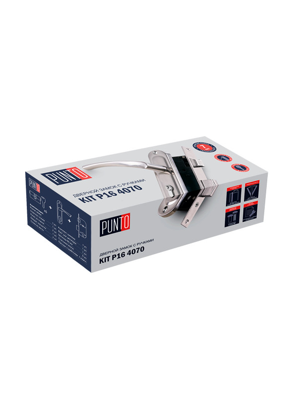 Замок Punto (Пунто) цилиндровый в комплекте с ручкой LOCKSET16.CRONA.4070-1 (KIT P16 4070 CRONA) SN мат.никель
