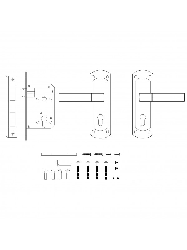 Замок цилиндровый Punto (Пунто) с ручкой LOCKSET90.ORION.4585-3 (KIT P90 4585/3 ORION) SN/CP мат.никель/хром
