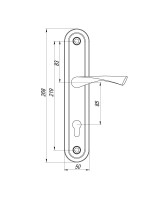 Ручка Punto (Пунто) на планке HANDLE90.CRONA.04-85 (P90 8504 CRONA) AB бронза