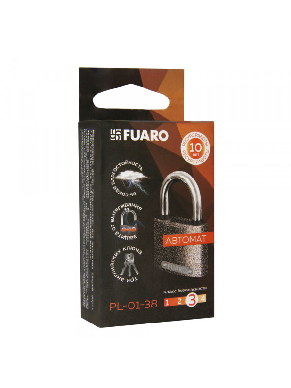 Замок Fuaro (Фуаро) навесной PL-UNI-0138 (PL-01-38) 3key англ. /коробка