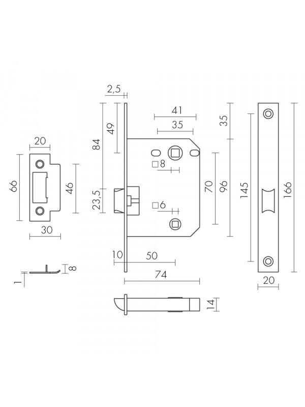 Защелка Fuaro (Фуаро) врезная PLASTP72-50 (P72-50) BL черный