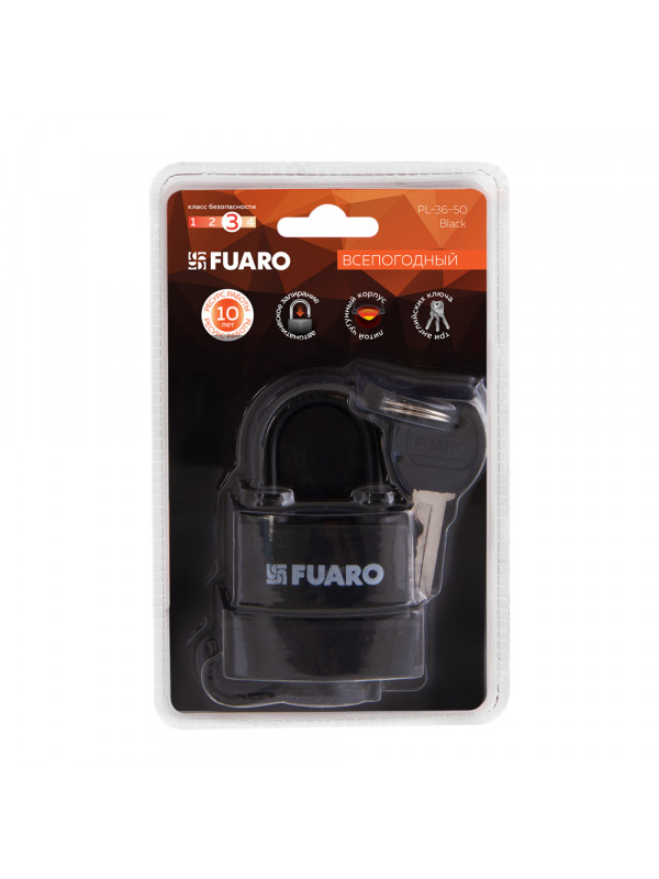Замок Fuaro (Фуаро) навесной PL-WEATHER-3650 Black 3key (PL-3650) англ.