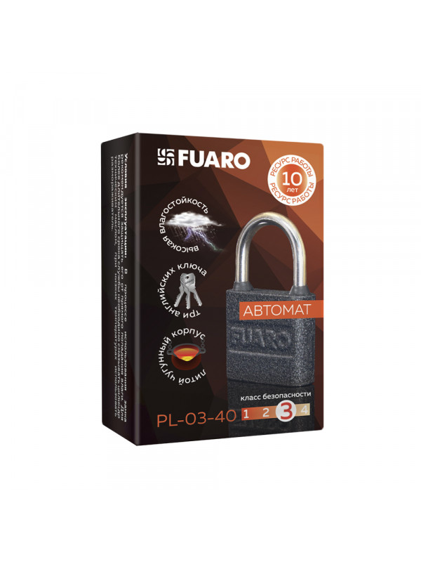 Замок Fuaro (Фуаро) навесной PL-UNI-0340 3key (PL-03-40) англ. /коробка